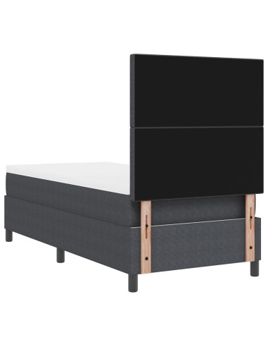 Letto a Sorgente LED Grigio Scuro e Bianco 90 x 200 cm