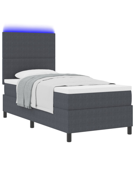 Letto a Molle  con Materasso&LED Grigio Scuro 90x200 cm Tessuto di Velluto