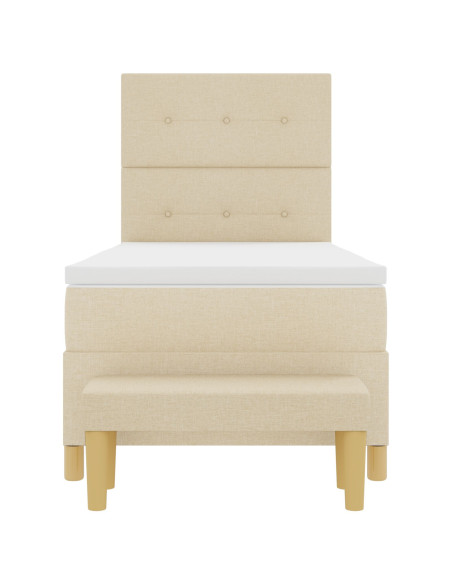 Letto Box Spring con Materasso e Panchina Panna 100x200 cm Tessuto