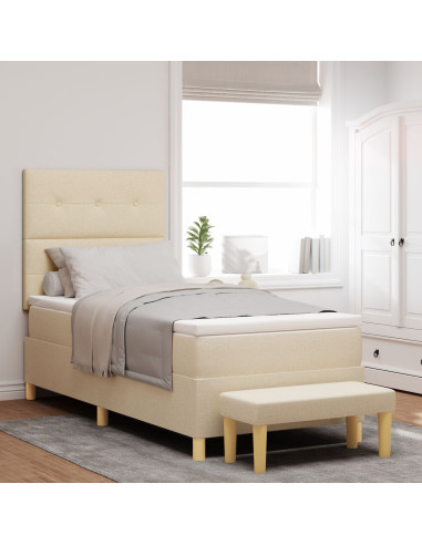 Letto a molle con materasso Crema 100 x 200 cm Tessuto