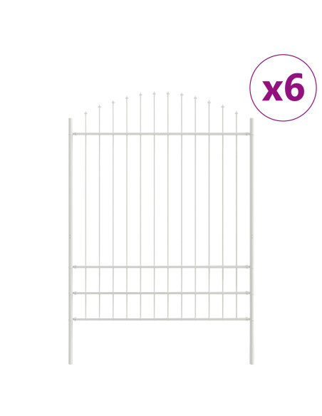 Recinzione da Giardino  con Punta a Ooop Bianca 10,2x2 m in Acciaio
