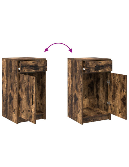 Set da Toeletta 2 Pezzi con LED in Rovere Fumè in Legno Ingegnerizzato