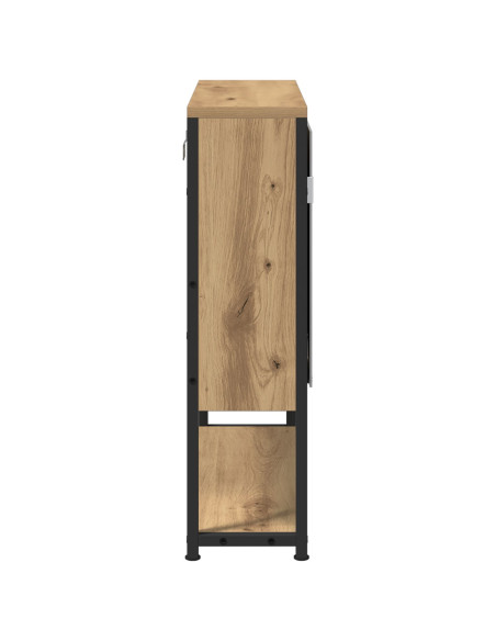 Mobiletto da bagno con specchio Rovere Artigianale 60x16x60 cm Legno Ingegnerizzato