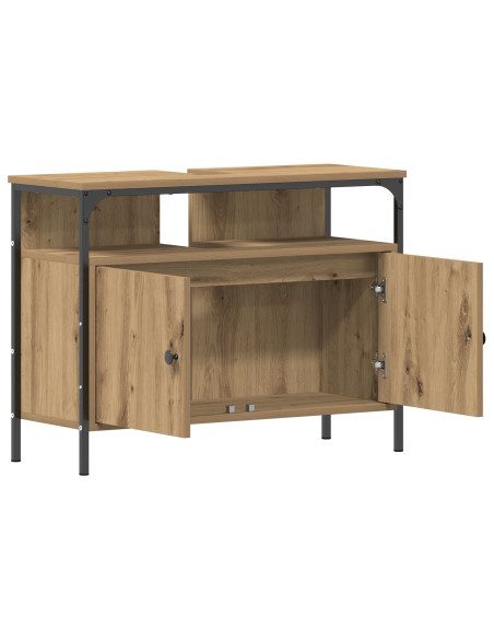Mobiletto da bagno con specchio Rovere Artigianale 60x16x60 cm Legno Ingegnerizzato
