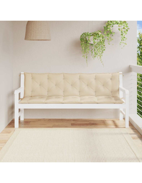 Cuscini Panca da Giardino 2pz Beige 180x50x7 cm Tessuto Oxford