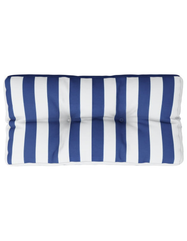 Cuscino per Pallet Strisce Bianche e Blu 80x40x12 cm in Tessuto