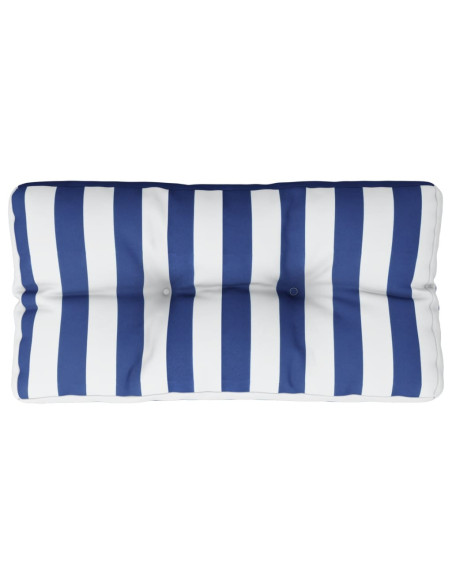 Cuscino per Pallet Strisce Bianche e Blu 80x40x12 cm in Tessuto