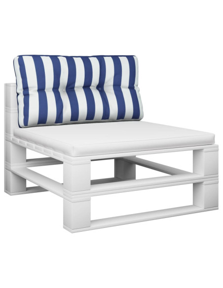 Cuscino per Pallet Strisce Bianche e Blu 80x40x12 cm in Tessuto