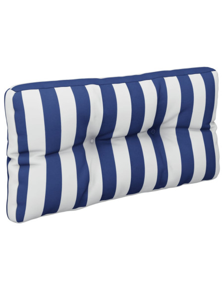 Cuscino per Pallet Strisce Bianche e Blu 80x40x12 cm in Tessuto