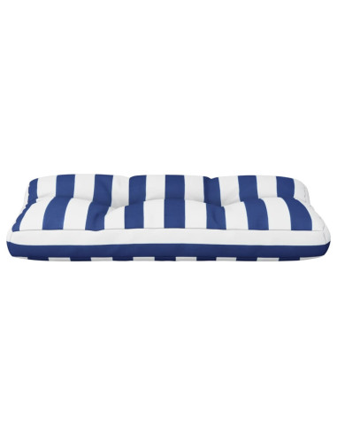 Cuscino per Pallet Strisce Bianche e Blu 80x40x12 cm in Tessuto
