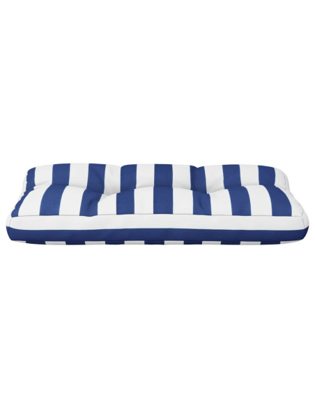 Cuscino per Pallet Strisce Bianche e Blu 80x40x12 cm in Tessuto
