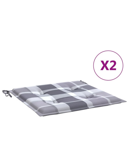 Cuscini per Sedia 2 pz a Quadri Grigi 40x40x3cm Tessuto Oxford