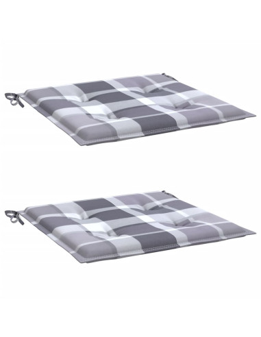 Cuscini per Sedia 2 pz a Quadri Grigi 40x40x3cm Tessuto Oxford