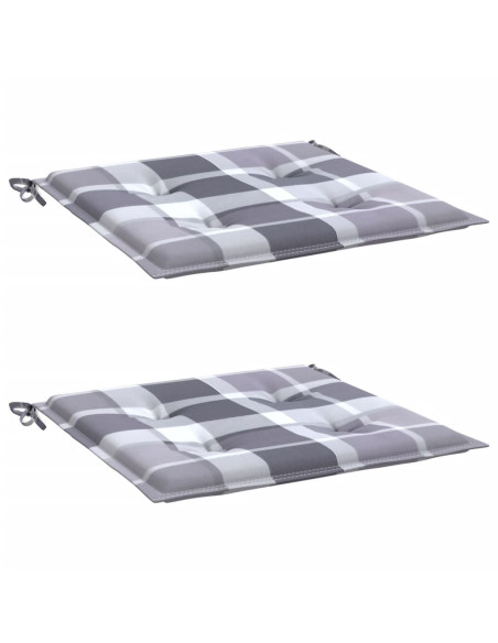 Cuscini per Sedia 2 pz a Quadri Grigi 40x40x3cm Tessuto Oxford