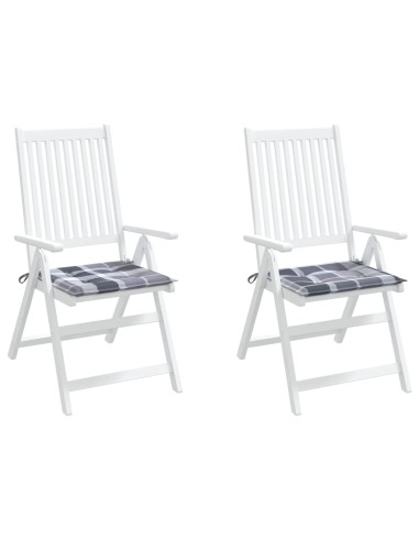 Cuscini per Sedia 2 pz a Quadri Grigi 40x40x3cm Tessuto Oxford