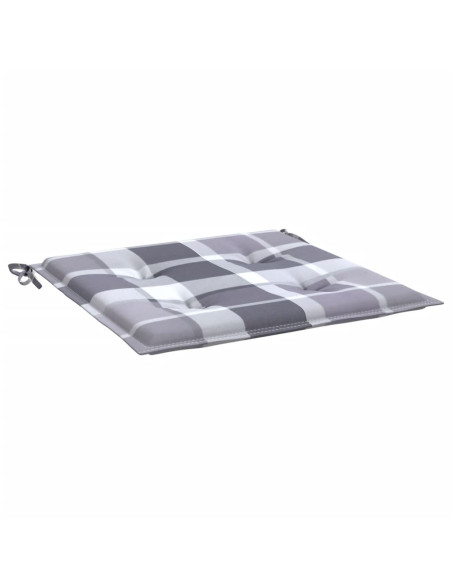 Cuscini per Sedia 2 pz a Quadri Grigi 40x40x3cm Tessuto Oxford