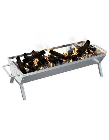 Vassoio per Barbecue Argento 118x42x30,5 cm Acciaio Inox