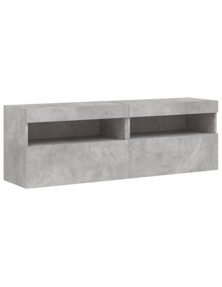Set Mobili TV a Muro 8 pz con Luci LED Grigio Cemento