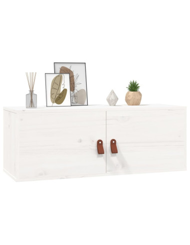 Pensili 2 pz Bianchi 80x30x30 cm in Legno Massello di Pino