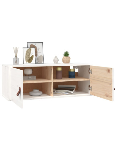 Pensili 2 pz Bianchi 80x30x30 cm in Legno Massello di Pino