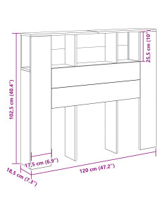 Testata del letto Rovere Nero 120 x 18.5 x 102.5 cm 2