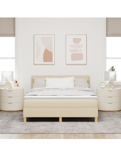 Letto a molle con materasso Crema 160 x 200 cm Tessuto 2