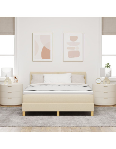Letto a molle con materasso Crema 160 x 200 cm Tessuto