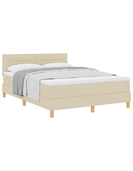 Letto a Molle con Materasso Panna 160x200 cm Tessuto
