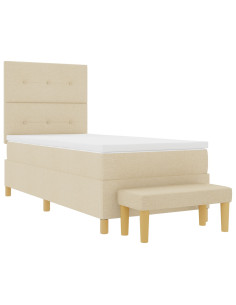 Letto a molle con materasso Crema 90 x 200 cm Tessuto 2