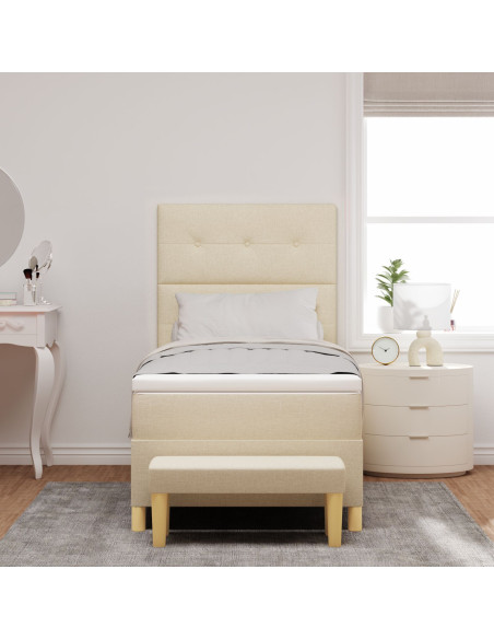 Letto a Molle con Materasso e Panca Crema 90x200 cm Tessuto