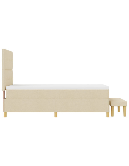 Letto a Molle con Materasso e Panca Crema 90x200 cm Tessuto