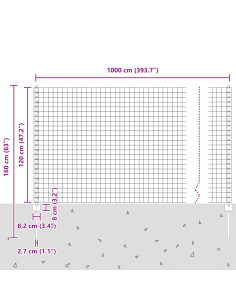 Recinzione con Posto Grigio 1,2 x 10 m Acciaio e PVC 2