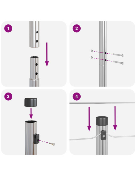 Pali per Recinzione  13 pcs Ø32 mm 210 cm Acciaio Zincato