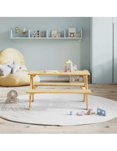 Tavolo per Bambini con Panche IRUN 90x79,5x50 cm Legno Massello