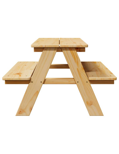Tavolo per Bambini con Panche IRUN 90x79,5x50 cm Legno Massello