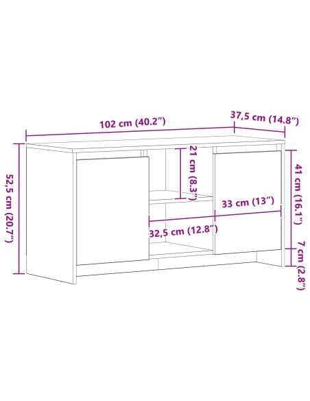 mobile TV  Nero Rovere 102x37,5x52,5 cm in legno ingegnerizzato
