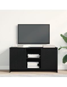 Mobile TV Rovere Nero 102 x 37,5 x 52,5 cm Legno multistrato 2