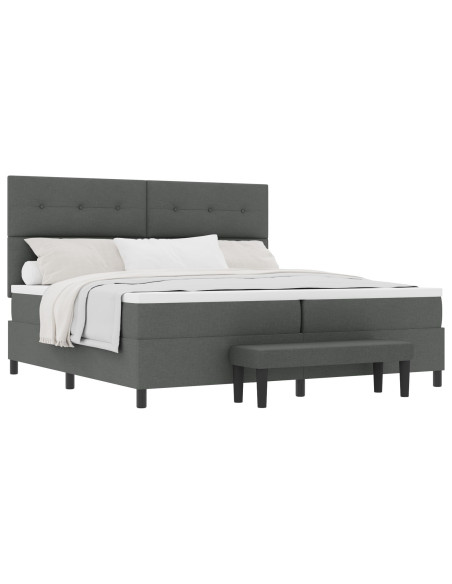 Struttura Letto  con Materasso Set di 2 Grigio Tessuto