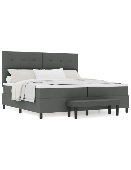 Struttura Letto  con Materasso Set di 2 Grigio Tessuto