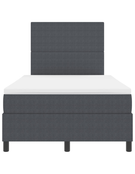 Letto Box Spring  con Materasso Grigio Scuro Tessuto in Corduroy