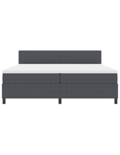 Letto a Sorgente LED Grigio Scuro e Bianco 200 x 200 cm 2