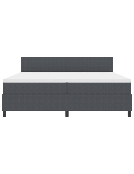 Letto con Box Spring  con Materasso Grigio Scuro Tessuto Corduroy