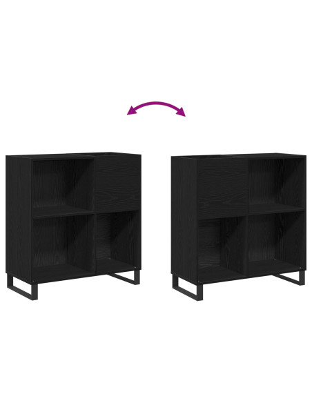 Mobile per Vinili Rovere Nero 84.5x38x90 cm Legno Ingegnerizzato