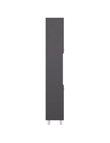 Mobile da Bagno Grigio Lucido 30x30x179 cm in Legno Multistrato