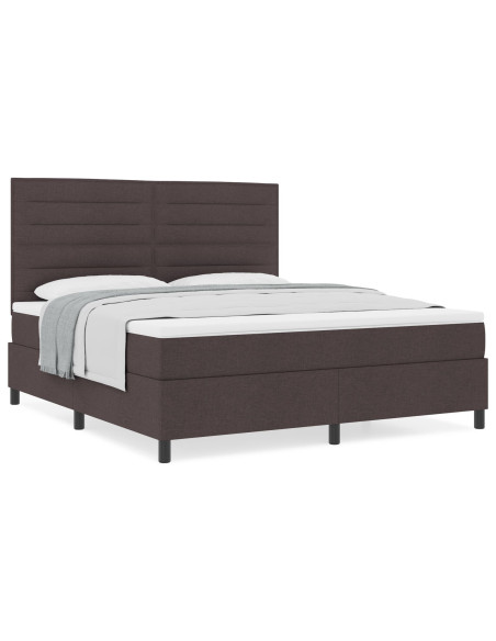Letto Box Spring  con Materasso Grigio Scuro Super King in Tessuto