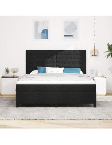 Letto a molle con materasso Nero 180 x 200 cm Tessuto