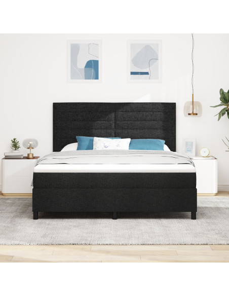 Letto a molle con materasso Nero 180 x 200 cm Tessuto