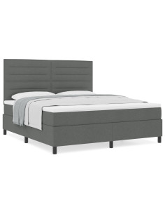 Letto a molle con materasso Grigio scuro 180 x 200 cm Tessuto 2