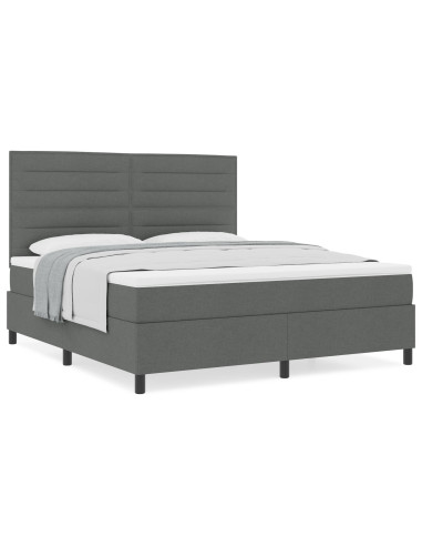Letto a molle con materasso Grigio scuro 180 x 200 cm Tessuto