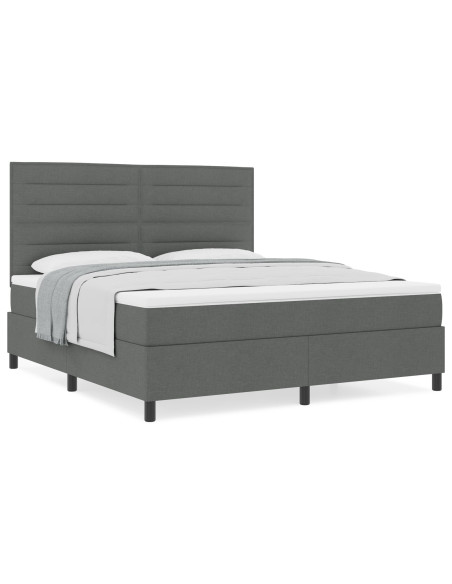Letto a molle con materasso Grigio scuro 180 x 200 cm Tessuto